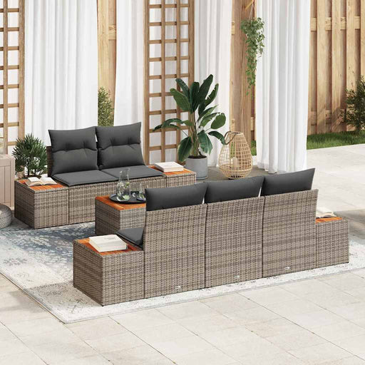 Set de canapele pentru grădină cu pernă 6 pcs Gri Rattan poli - WALTI WALTI