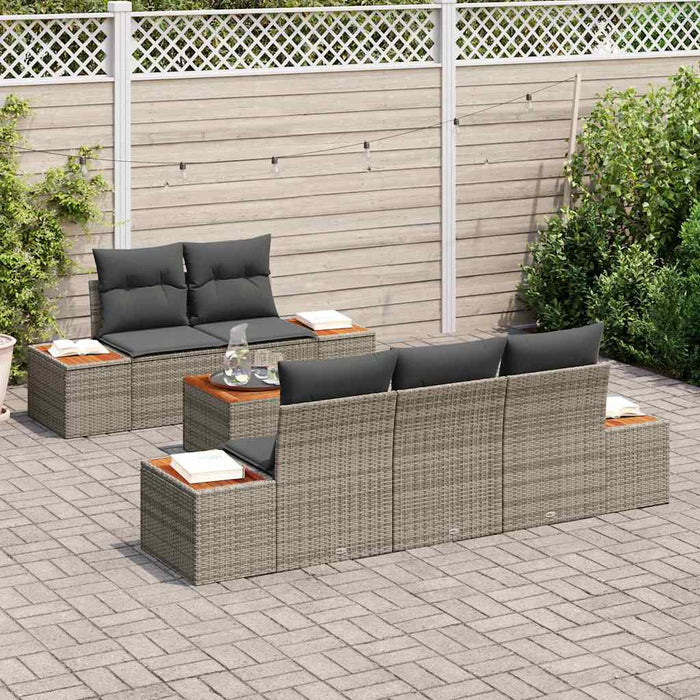 Set de canapele pentru grădină cu pernă 6 pcs Gri Rattan poli - WALTI WALTI
