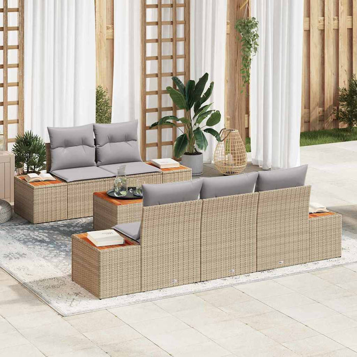 Set de canapele pentru grădină cu pernă 6 pcs Bej Rattan poli - WALTI WALTI