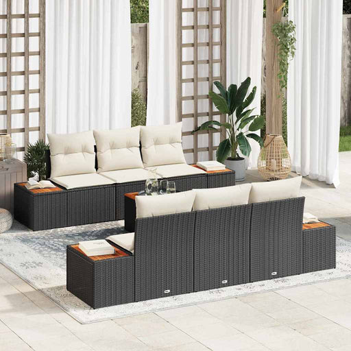 Set de canapele pentru grădină cu pernă 7 pcs Negru Rattan poli - WALTI WALTI