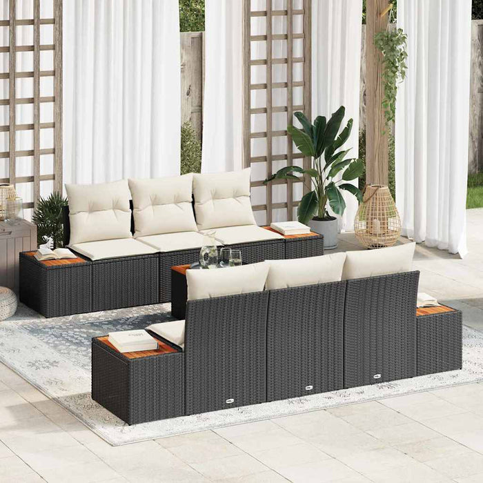 Set de canapele pentru grădină cu pernă 7 pcs Negru Rattan poli - WALTI WALTI