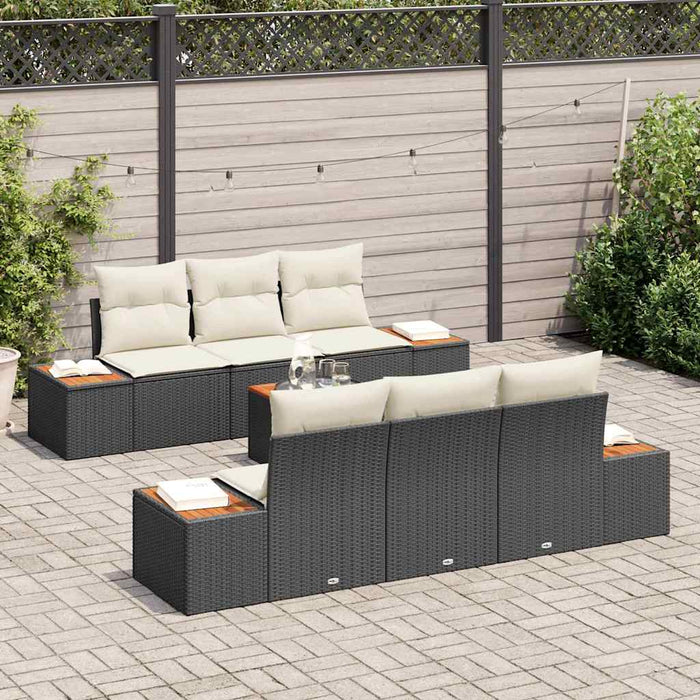 Set de canapele pentru grădină cu pernă 7 pcs Negru Rattan poli - WALTI WALTI