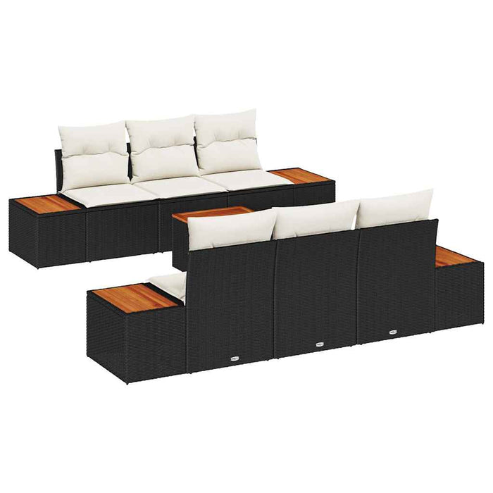 Set de canapele pentru grădină cu pernă 7 pcs Negru Rattan poli - WALTI WALTI