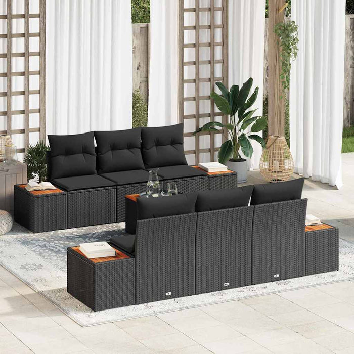 Set de canapele pentru grădină cu pernă 7 pcs Negru Rattan poli - WALTI WALTI