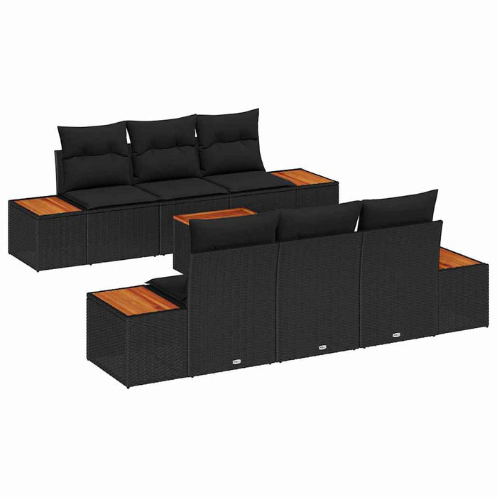 Set de canapele pentru grădină cu pernă 7 pcs Negru Rattan poli - WALTI WALTI