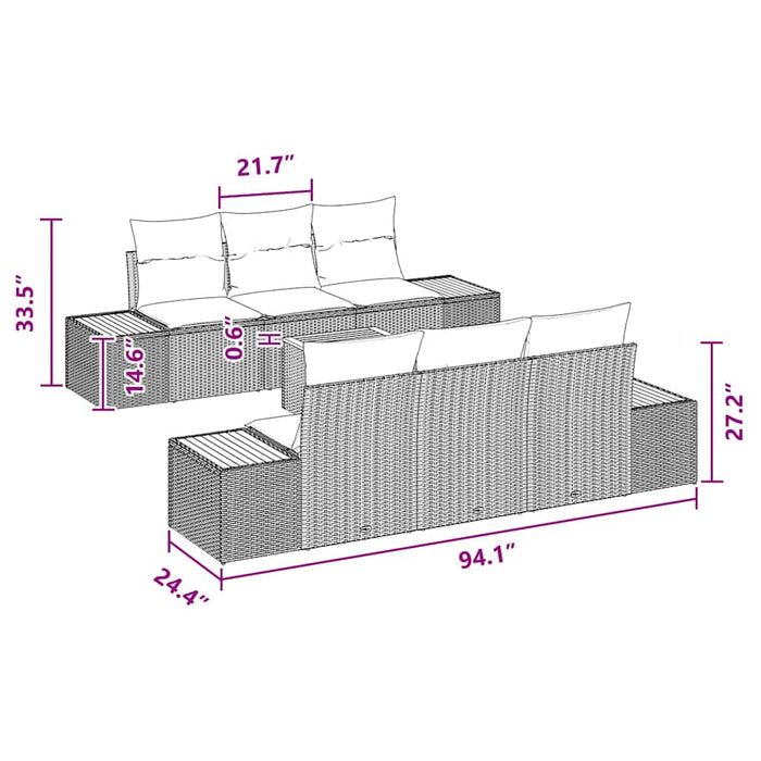 Set de canapele pentru grădină cu pernă 7 pcs Negru Rattan poli - WALTI WALTI