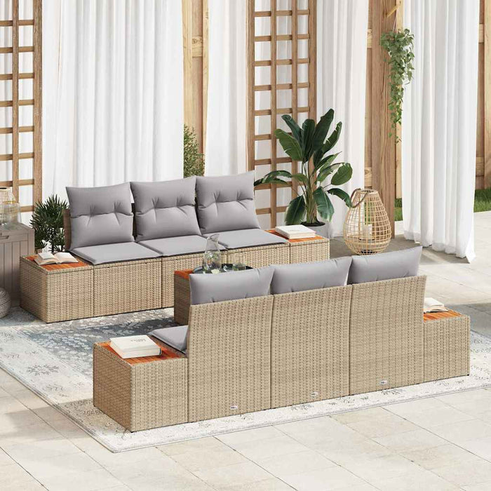 Set de canapele pentru grădină cu pernă 7 pcs Bej Rattan poli - WALTI WALTI