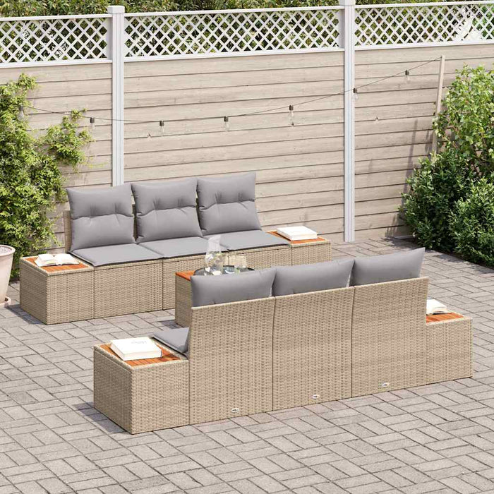 Set de canapele pentru grădină cu pernă 7 pcs Bej Rattan poli - WALTI WALTI