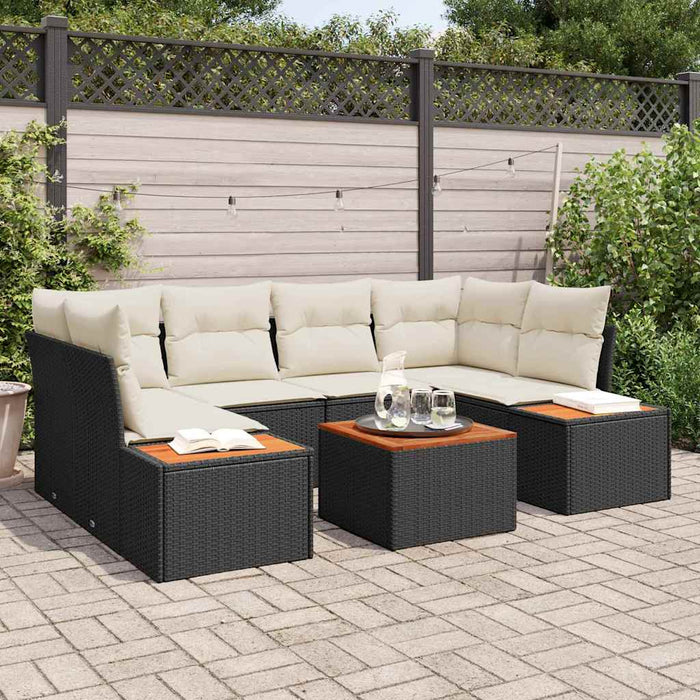Set de canapele pentru grădină cu pernă 7 pcs Negru Rattan poli - WALTI WALTI