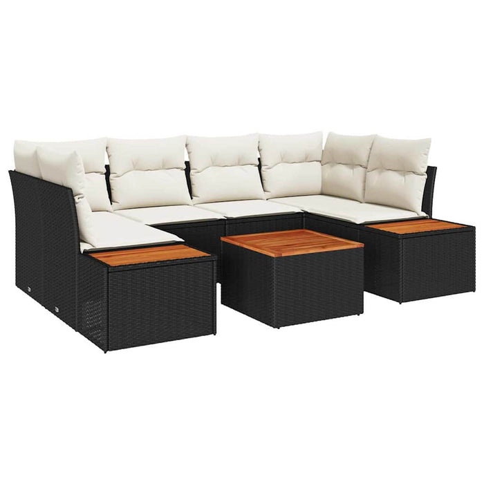 Set de canapele pentru grădină cu pernă 7 pcs Negru Rattan poli - WALTI WALTI