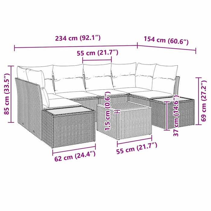 Set de canapele pentru grădină cu pernă 7 pcs Negru Rattan poli - WALTI WALTI