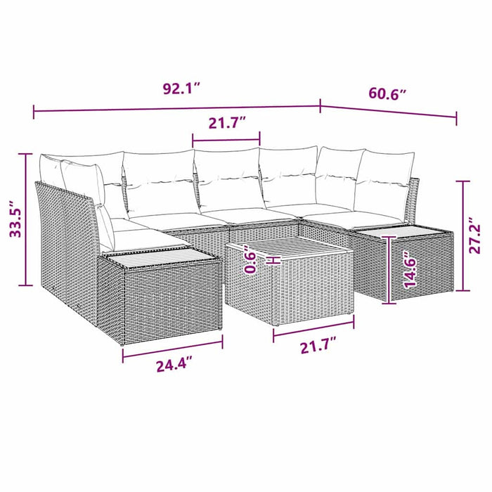 Set de canapele pentru grădină cu pernă 7 pcs Negru Rattan poli - WALTI WALTI