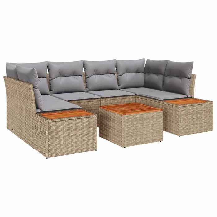 Set de canapele pentru grădină cu pernă 7 pcs Bej Rattan poli - WALTI WALTI