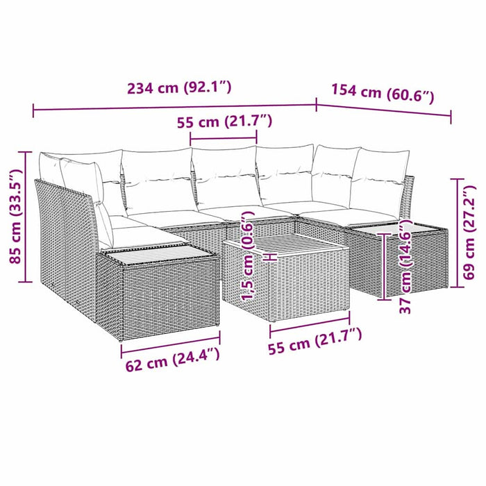 Set de canapele pentru grădină cu pernă 6 pcs Bej Rattan poli - WALTI WALTI