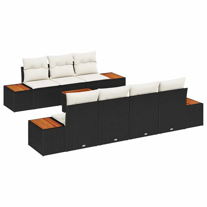 Set de canapele pentru grădină cu pernă 8 pcs Negru Rattan poli - WALTI WALTI