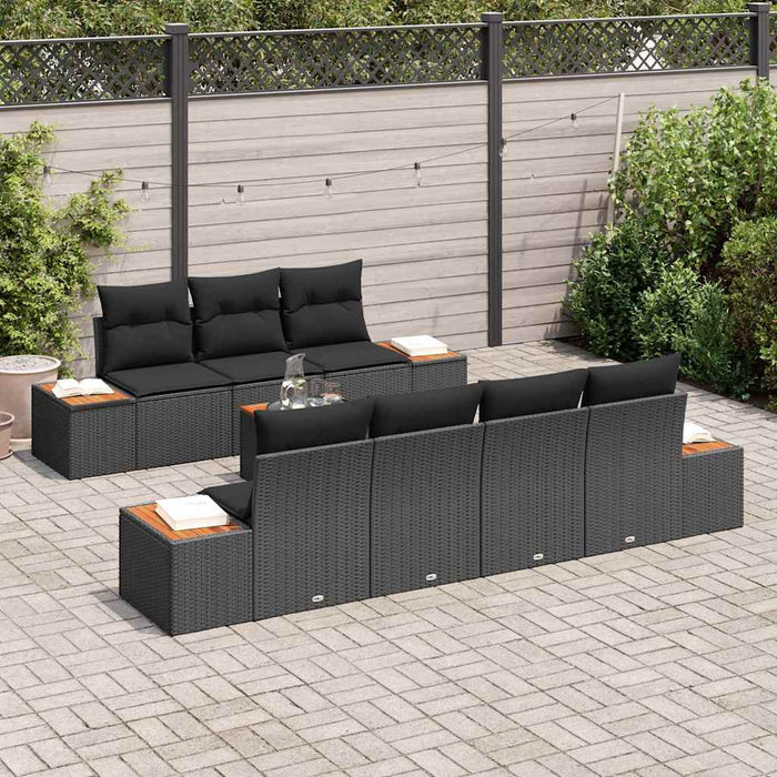 Set de canapele pentru grădină cu pernă 8 pcs Negru Rattan poli - WALTI WALTI