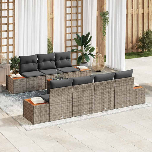 Set de canapele pentru grădină cu pernă 8 pcs Gri Rattan poli - WALTI WALTI