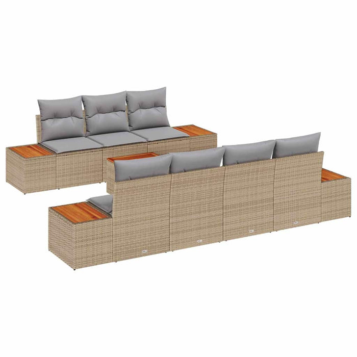Set de canapele pentru grădină cu pernă 8 pcs Bej Rattan poli - WALTI WALTI