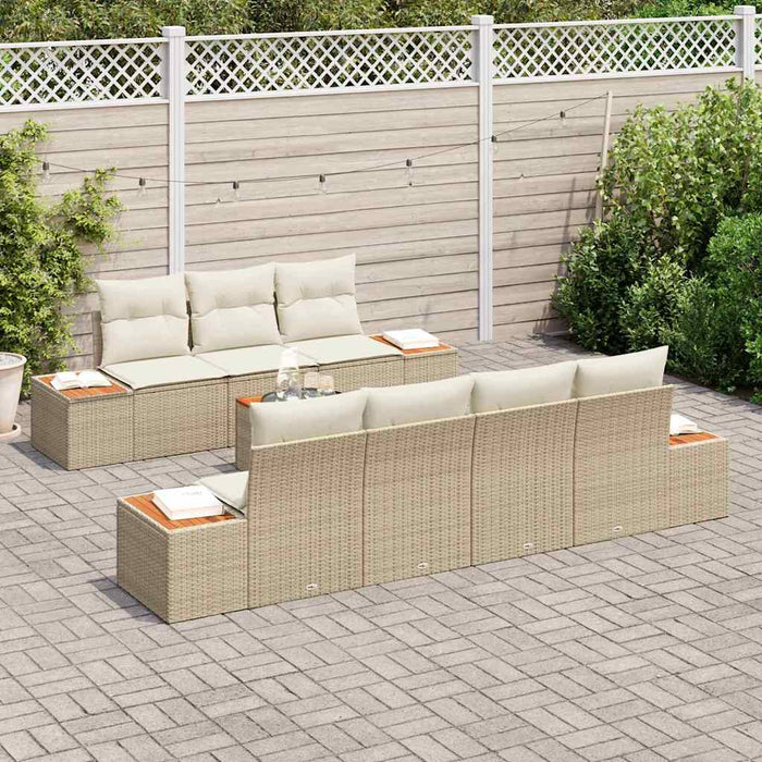 Set de canapele pentru grădină cu pernă 8 pcs Bej Rattan poli - WALTI WALTI