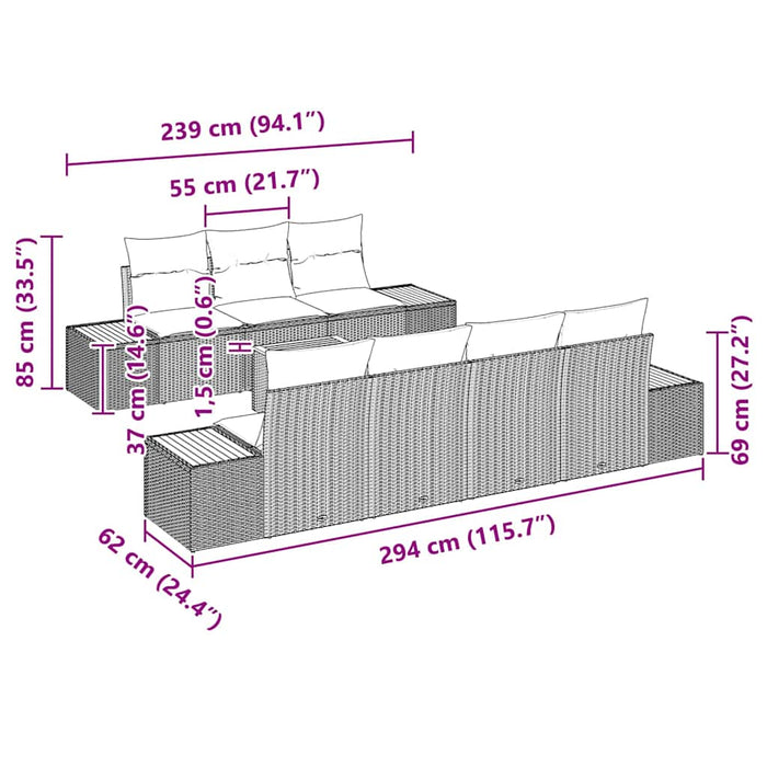 Set de canapele pentru grădină cu pernă 8 pcs Bej Rattan poli - WALTI WALTI
