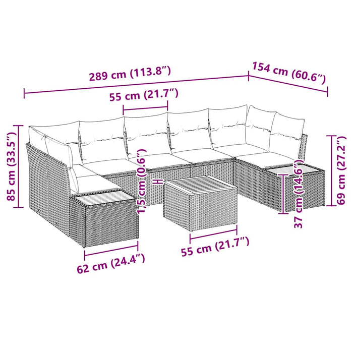 Set de canapele pentru grădină 8 buc. Negru Rattan poli - WALTI WALTI