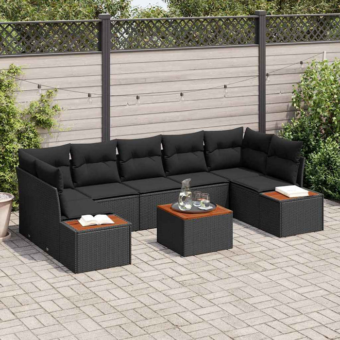 Set de canapele pentru grădină cu pernă 8 pcs Negru Rattan poli - WALTI WALTI