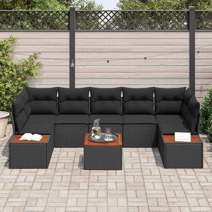 Set de canapele pentru grădină cu pernă 8 pcs Negru Rattan poli - WALTI WALTI
