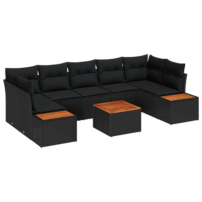 Set de canapele pentru grădină cu pernă 8 pcs Negru Rattan poli - WALTI WALTI