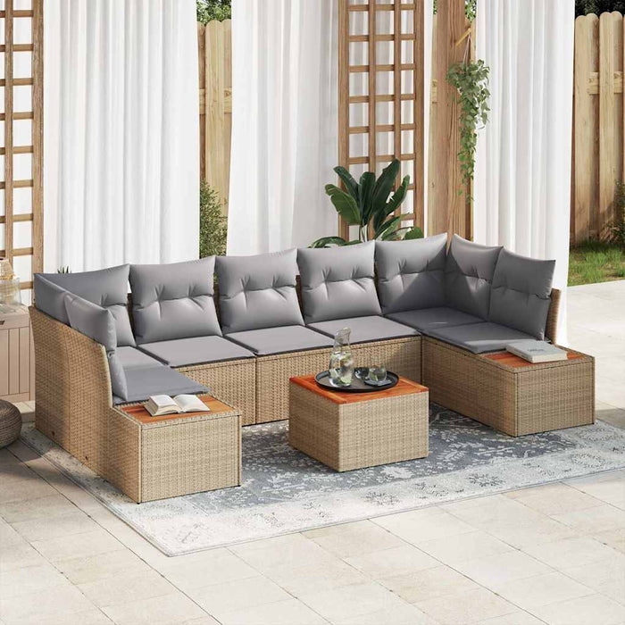 Set de canapele pentru grădină cu pernă 8 pcs Bej Rattan poli - WALTI WALTI