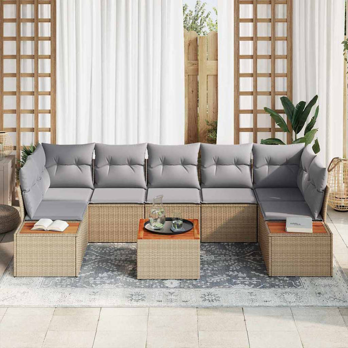Set de canapele pentru grădină cu pernă 8 pcs Bej Rattan poli - WALTI WALTI