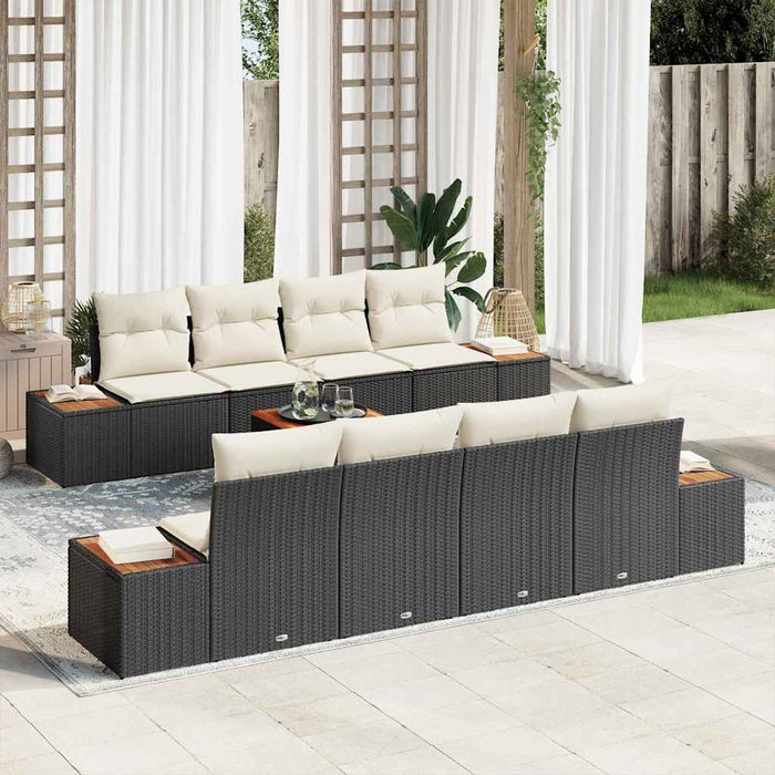 Set de canapele pentru grădină cu pernă 9 pcs Negru Rattan poli - WALTI WALTI
