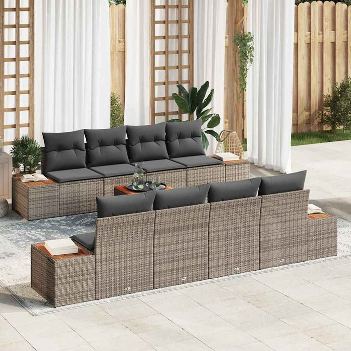 Set de canapele pentru grădină cu pernă 9 pcs Gri Rattan poli - WALTI WALTI