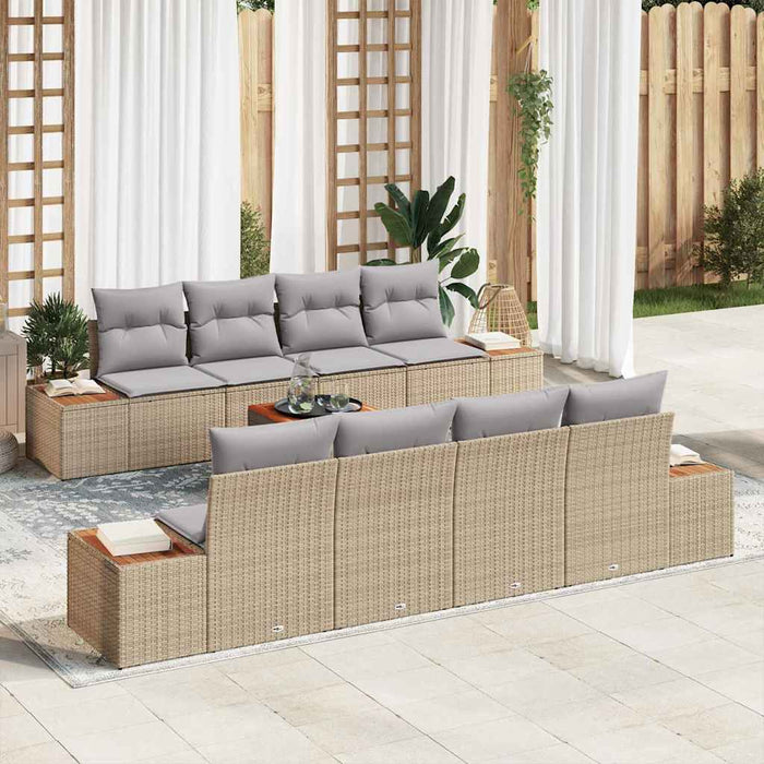 Set de canapele pentru grădină cu pernă 9 pcs Bej Rattan poli - WALTI WALTI