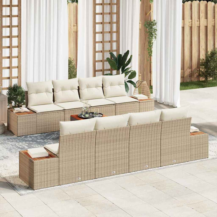 Set de canapele pentru grădină cu pernă 9 pcs Bej Rattan poli - WALTI WALTI