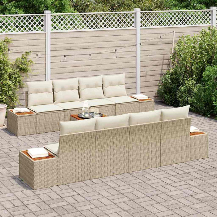 Set de canapele pentru grădină cu pernă 9 pcs Bej Rattan poli - WALTI WALTI