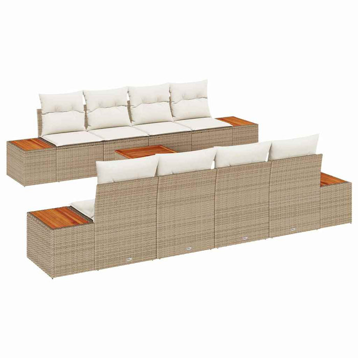 Set de canapele pentru grădină cu pernă 9 pcs Bej Rattan poli - WALTI WALTI