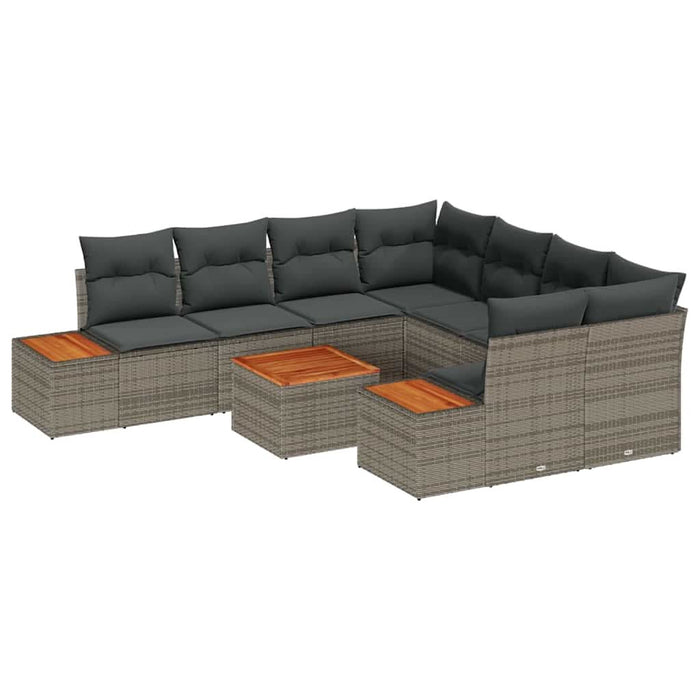 Set de canapele pentru grădină cu pernă 9 pcs Gri Rattan poli - WALTI WALTI