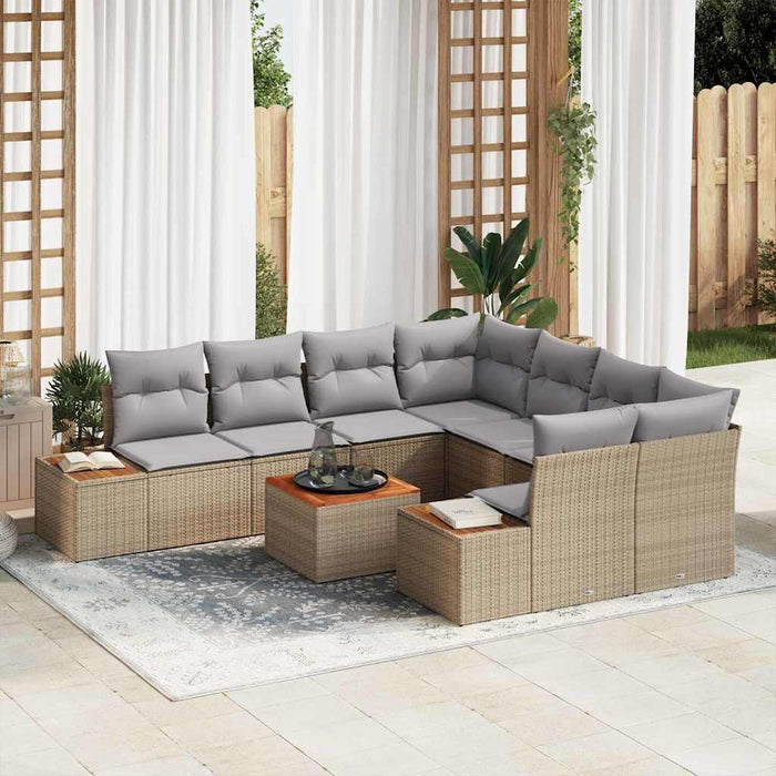 Set de canapele pentru grădină cu pernă 9 pcs Bej Rattan poli - WALTI WALTI