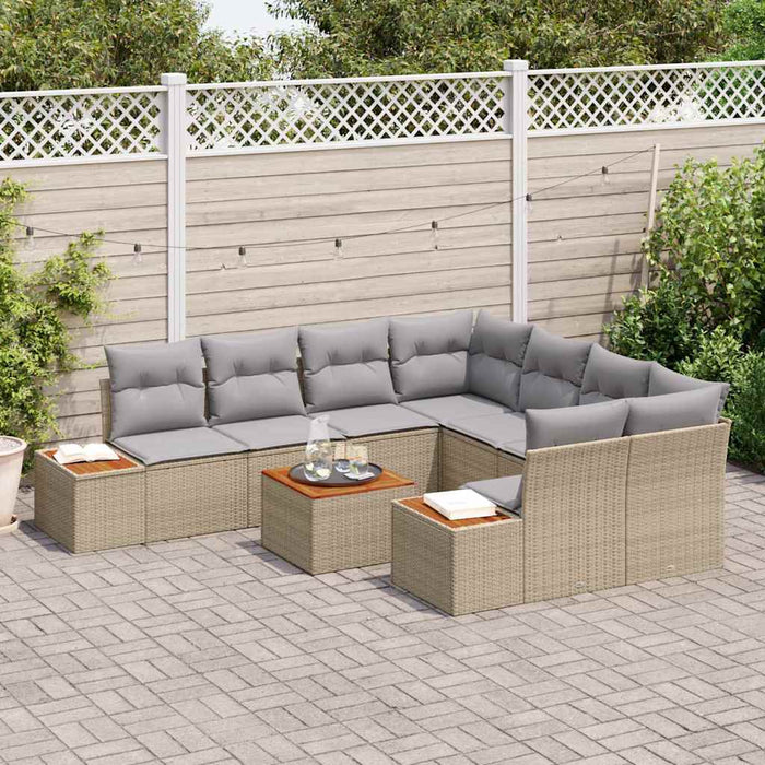 Set de canapele pentru grădină cu pernă 9 pcs Bej Rattan poli - WALTI WALTI