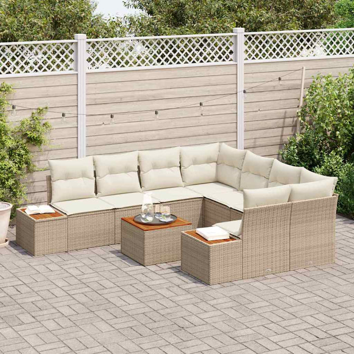 Set de canapele pentru grădină cu pernă 9 pcs Bej Rattan poli - WALTI WALTI