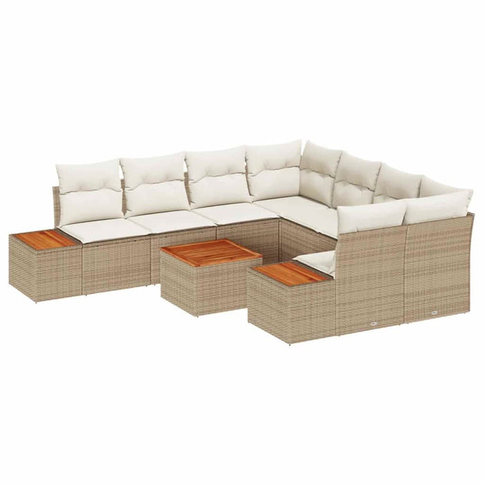 Set de canapele pentru grădină cu pernă 9 pcs Bej Rattan poli - WALTI WALTI