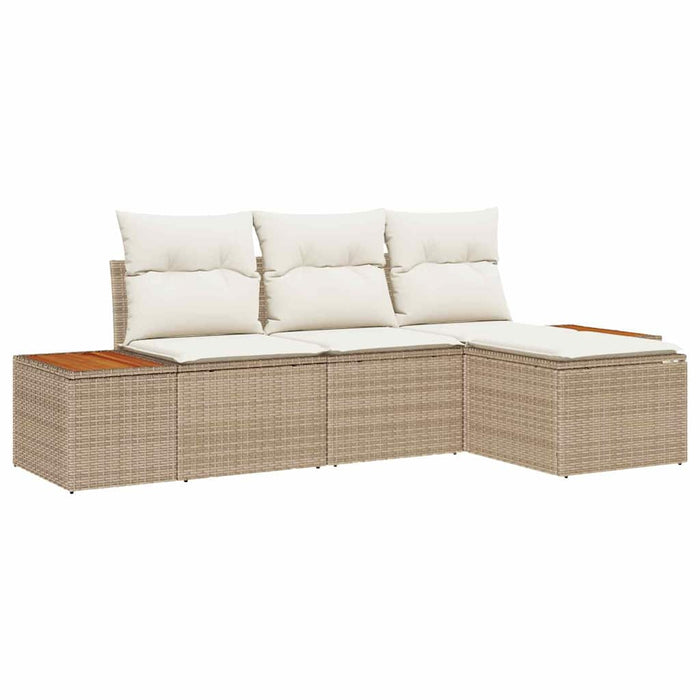 Set de canapele pentru grădină cu pernă 4 pcs Bej poliratan WALTI