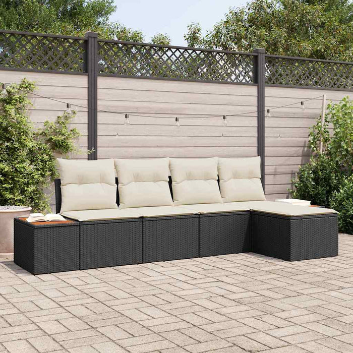 Set de canapele pentru grădină cu pernă 5 pcs Negru Rattan poli - WALTI WALTI