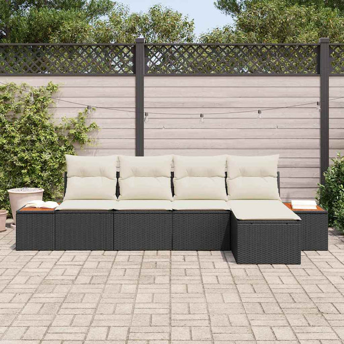 Set de canapele pentru grădină cu pernă 5 pcs Negru Rattan poli - WALTI WALTI