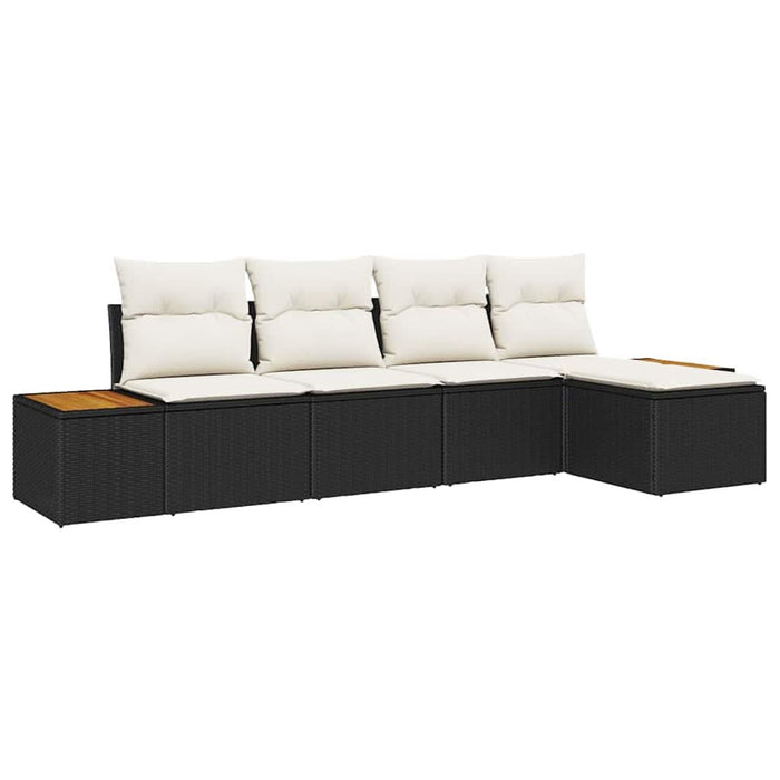 Set de canapele pentru grădină cu pernă 5 pcs Negru Rattan poli - WALTI WALTI