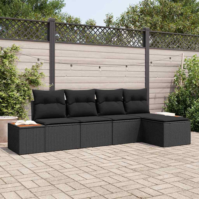 Set de canapele pentru grădină cu pernă 5 pcs Negru poliratan - WALTI WALTI