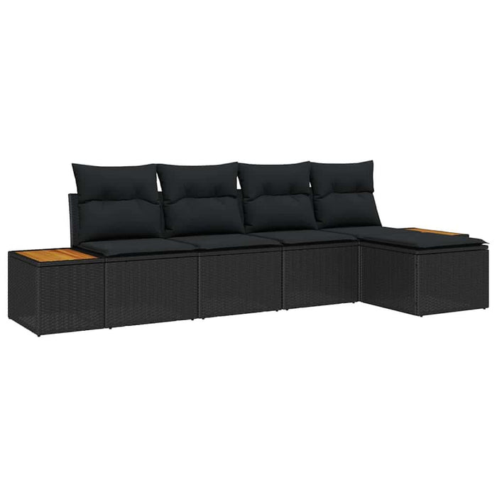 Set de canapele pentru grădină cu pernă 5 pcs Negru poliratan - WALTI WALTI