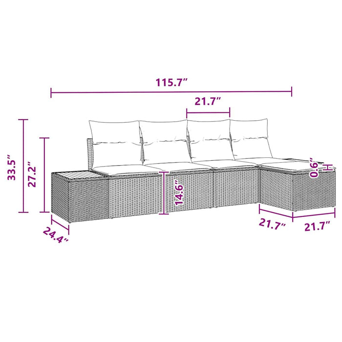Set de canapele pentru grădină cu pernă 5 pcs Negru poliratan - WALTI WALTI