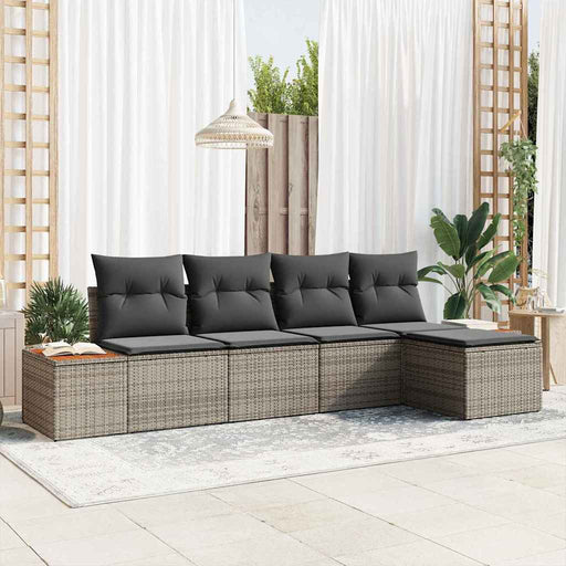 Set de canapele pentru grădină cu pernă 5 pcs Gri Rattan poli - WALTI WALTI
