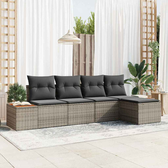 Set de canapele pentru grădină cu pernă 5 pcs Gri Rattan poli - WALTI WALTI